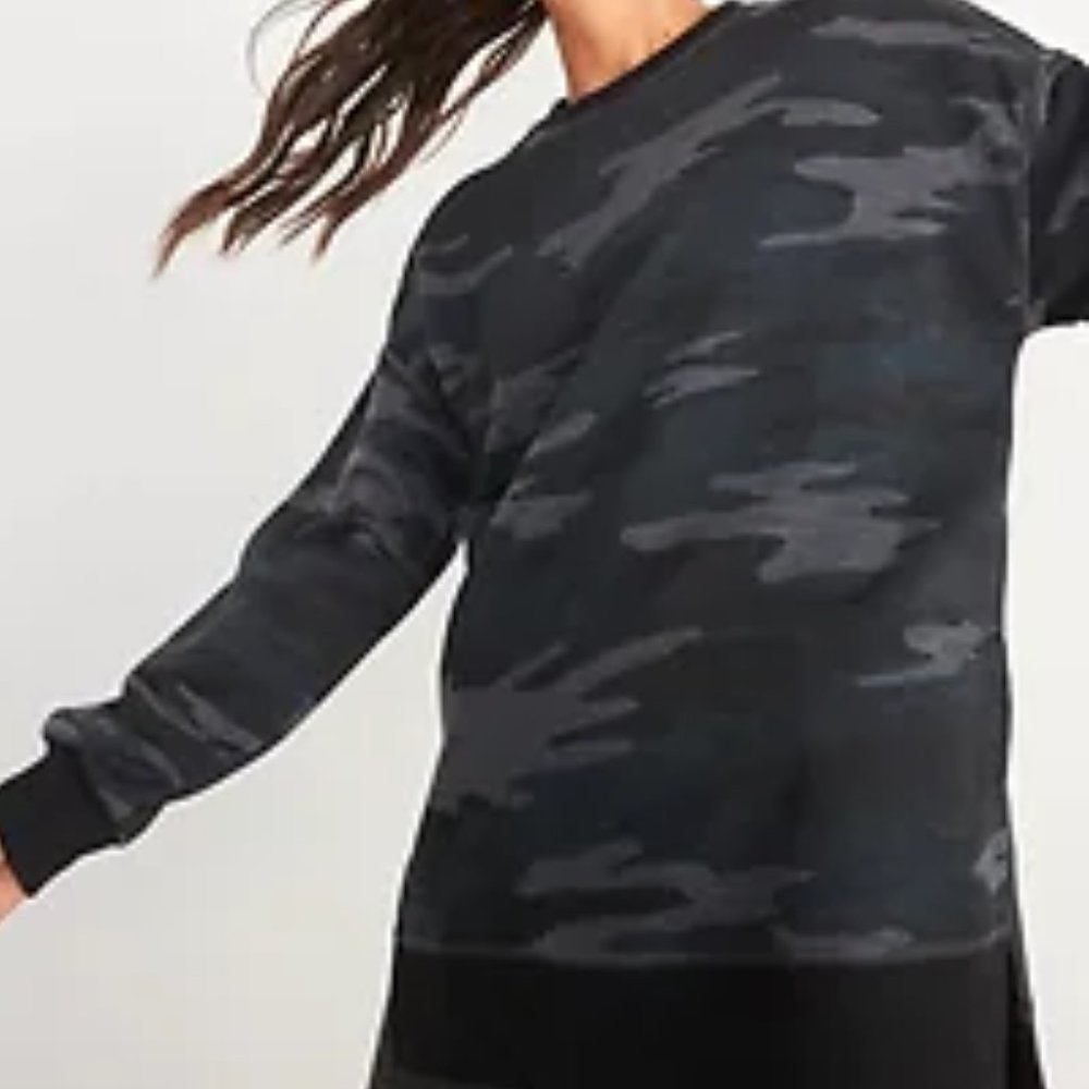 Old Navy Heather Gray Camo Oversized Vintage Tunic Sweatshirt for Women XXL Tall - Picture 2 of 3